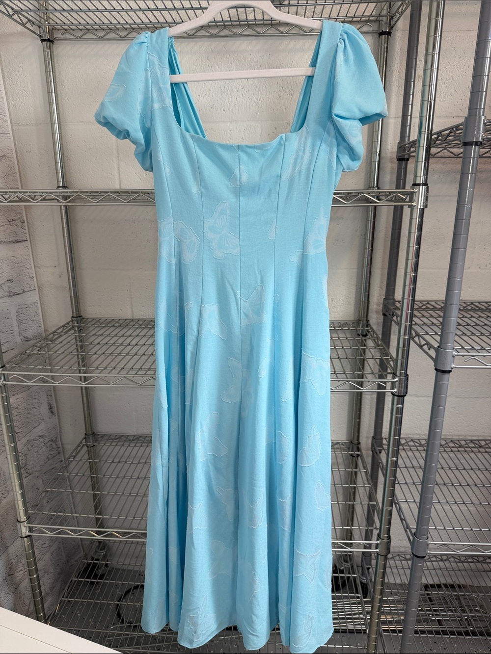 Show Me Your MuMu Sky Blue Square Neck Puff Sleeve Maxi Dress